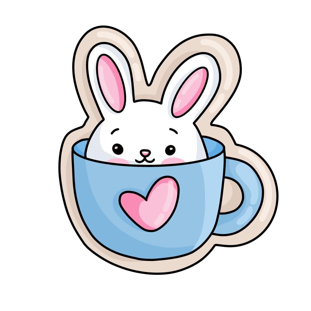 CC318 - Bunny in a Cup Cookie/Fondant Cutter